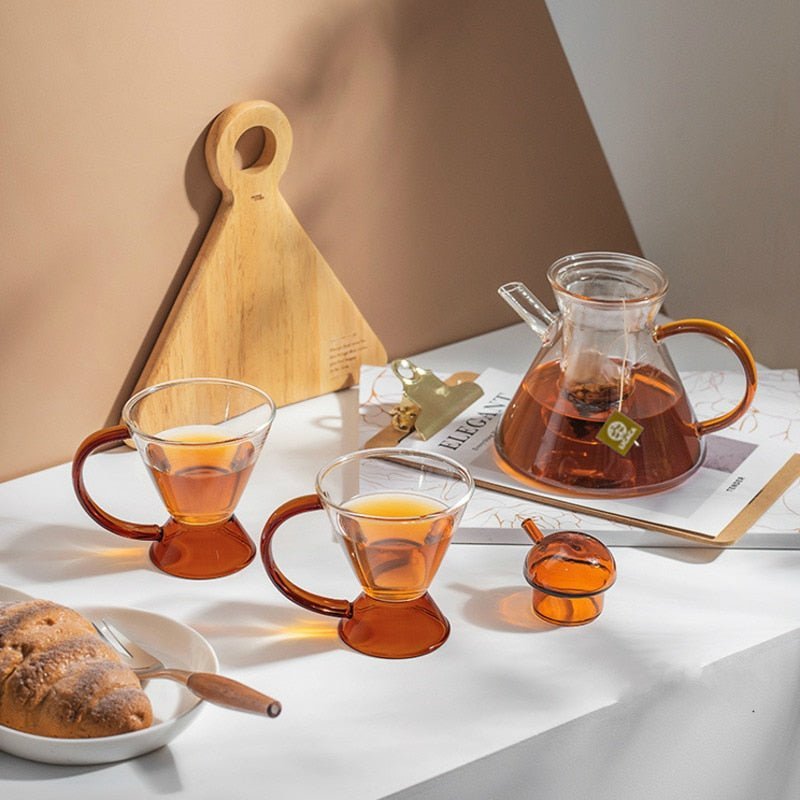 Hommfer – Ensemble théière en verre ambré avec plateau - Hommfer