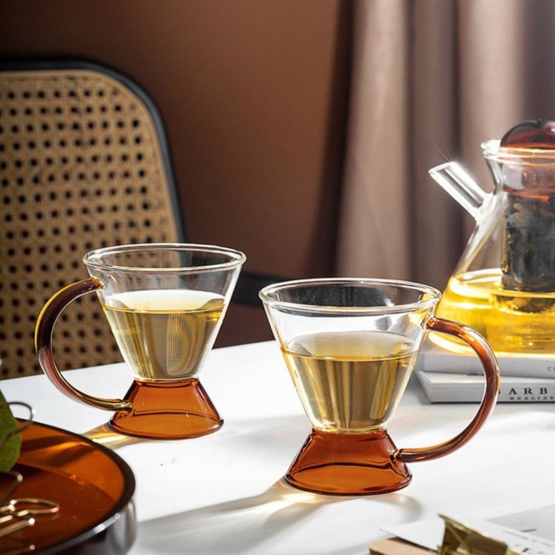 Hommfer – Ensemble théière en verre ambré avec plateau - Hommfer