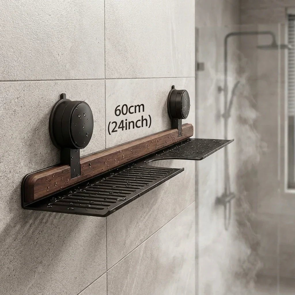 Hommfer – Étagère Élégante en Noyer pour Salle de Bain sans Perçage - Hommfer
