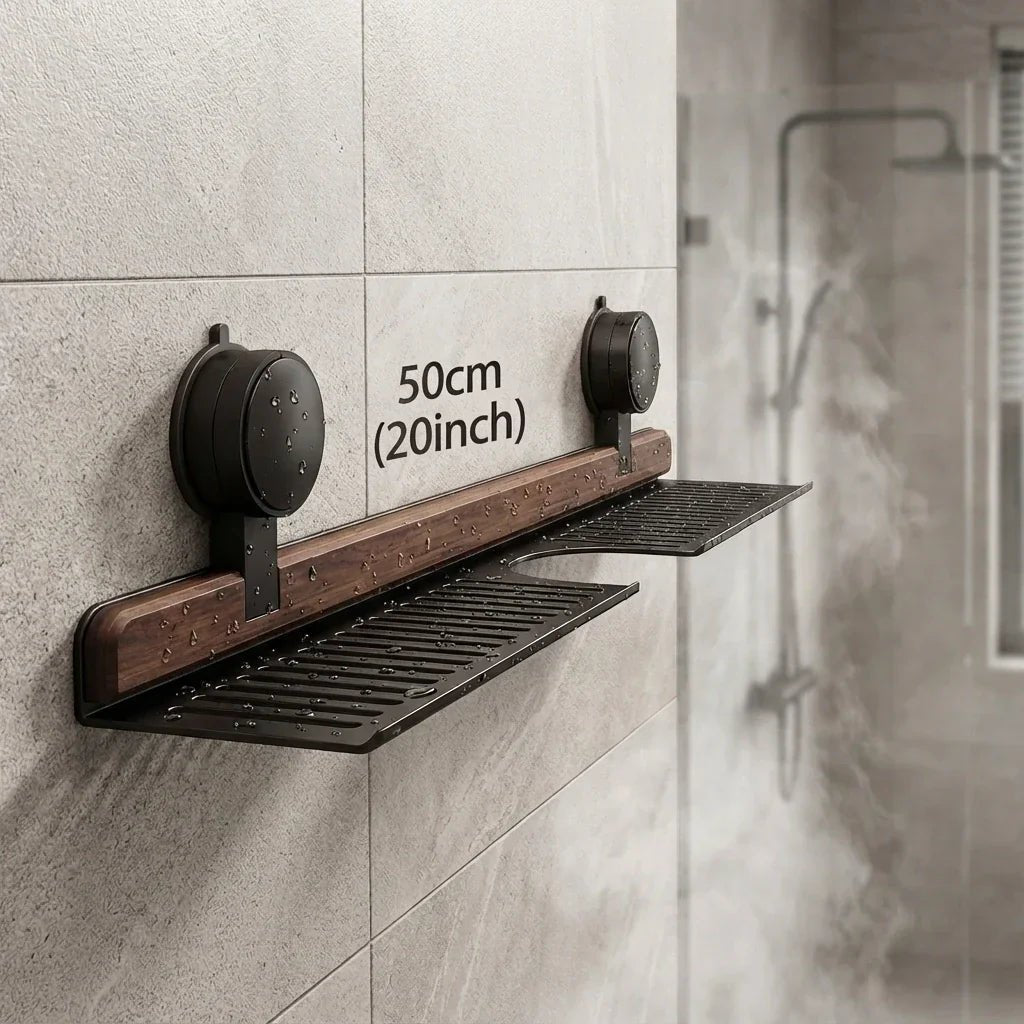 Hommfer – Étagère Élégante en Noyer pour Salle de Bain sans Perçage - Hommfer