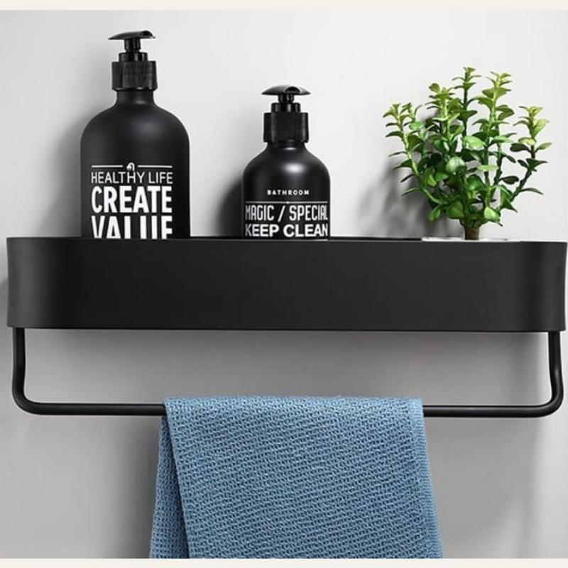 Hommfer – Étagère Murale Noire en Aluminium pour Salle de Bain - Hommfer