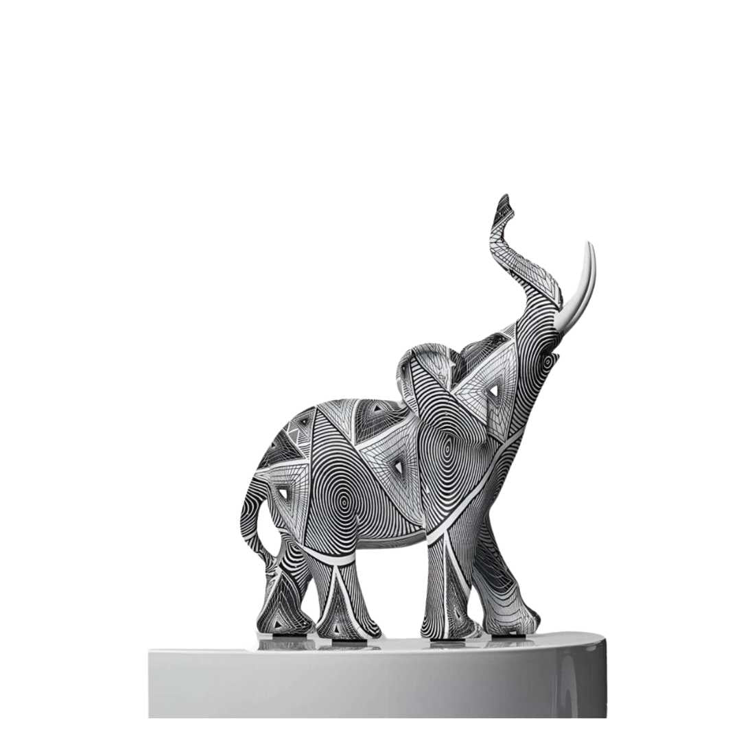 Hommfer - Figurine Éléphant Spirale Noir et Blanc - Hommfer