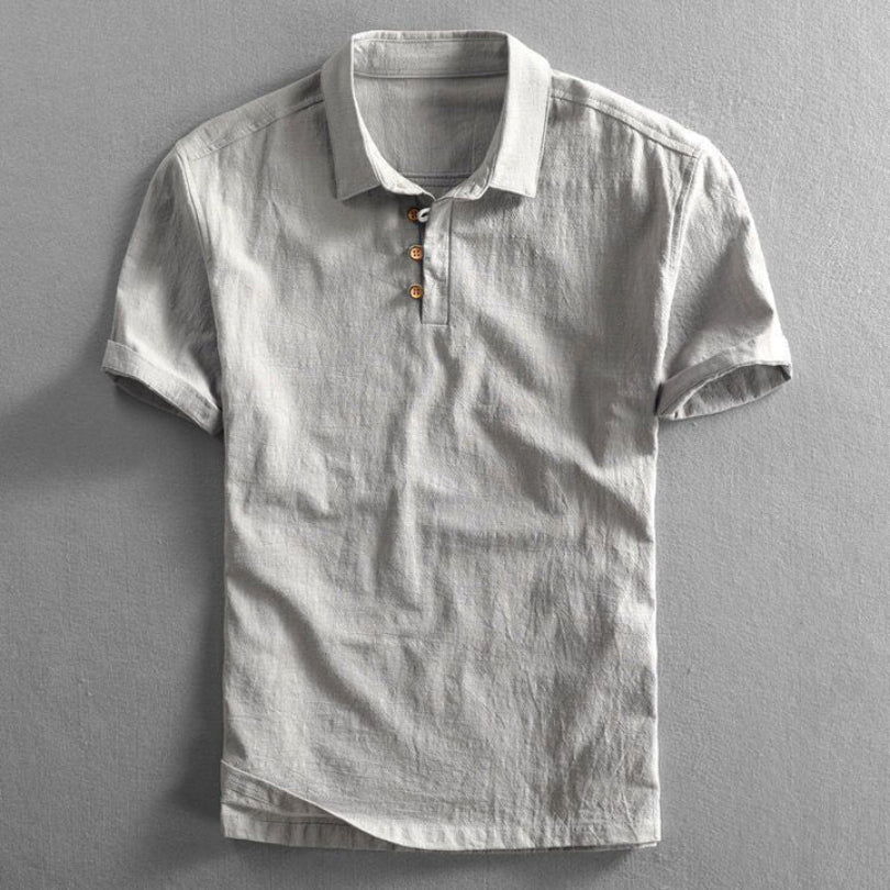 Hommfer - Fuma Japanese-Inspired Men's Short-Sleeve Shirt in Linen-Cotton Blend for Casual and Formal Wear - Hommfer