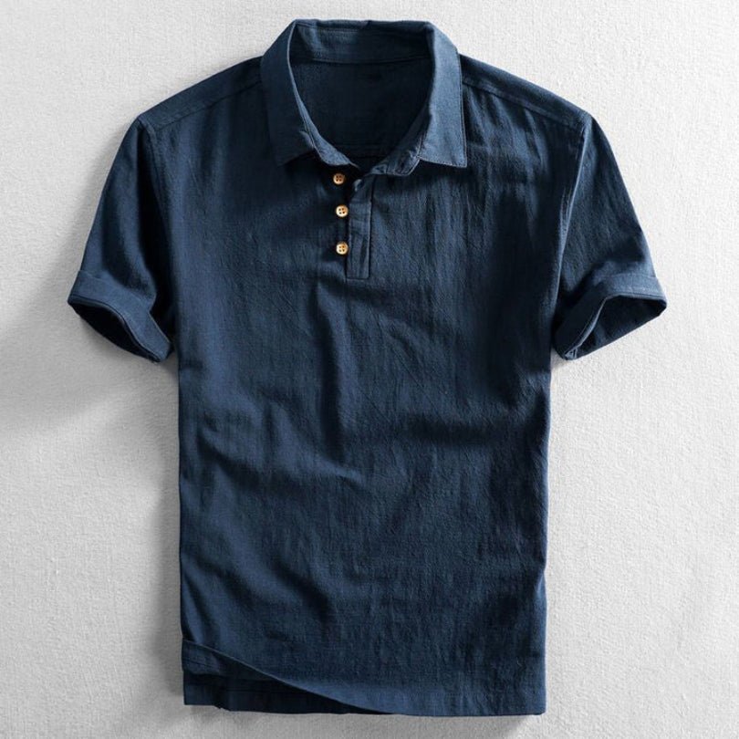 Hommfer - Fuma Japanese-Inspired Men's Short-Sleeve Shirt in Linen-Cotton Blend for Casual and Formal Wear - Hommfer