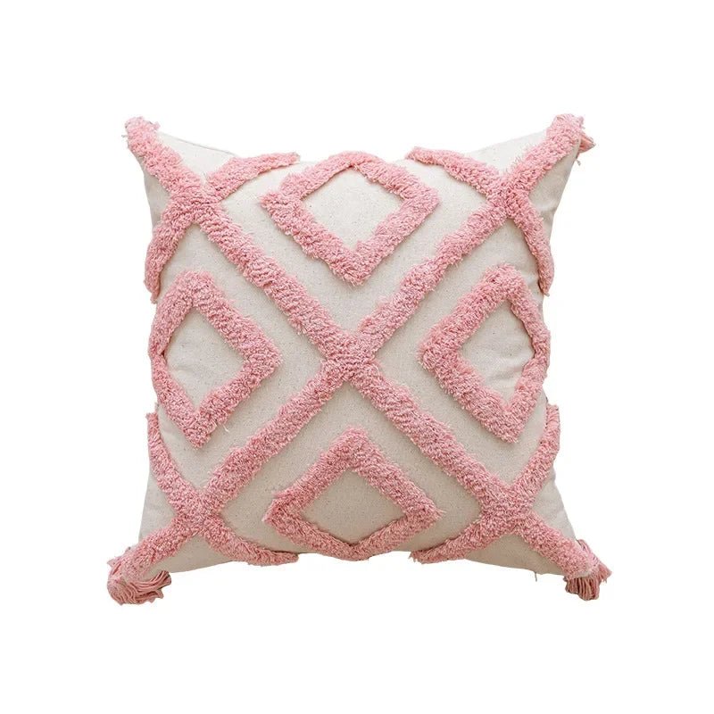 Hommfer - Housse Coussin Géométrique Rose 45x45 cm - Hommfer
