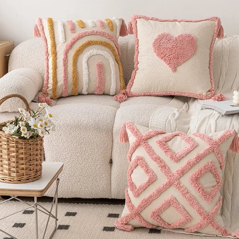 Hommfer - Housse Coussin Géométrique Rose 45x45 cm - Hommfer