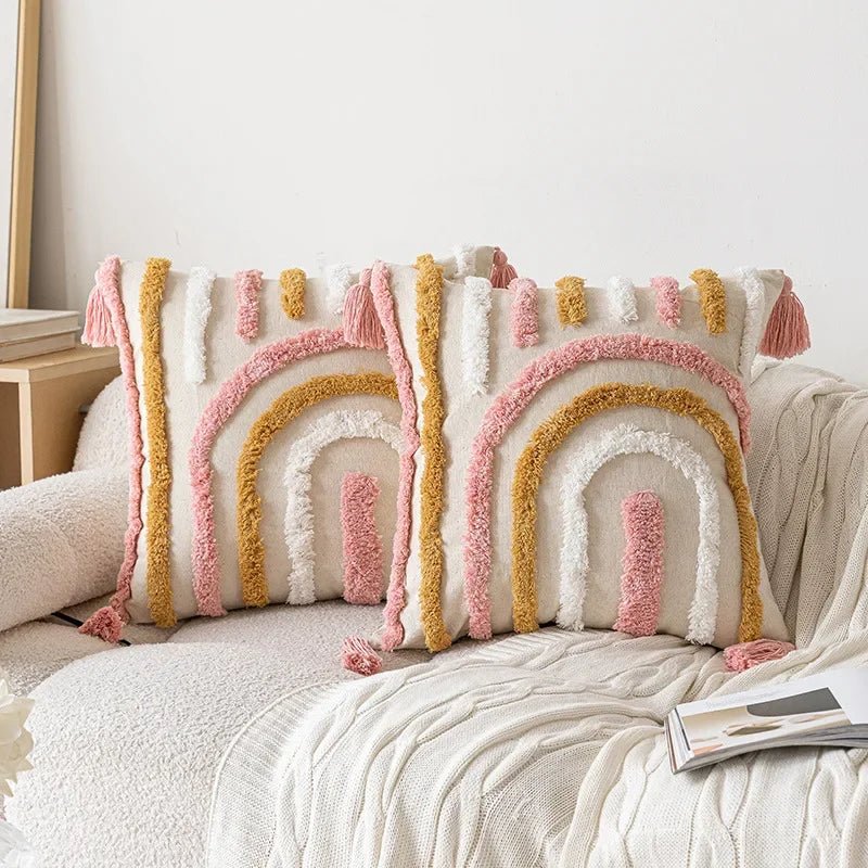 Hommfer - Housse Coussin Géométrique Rose 45x45 cm - Hommfer