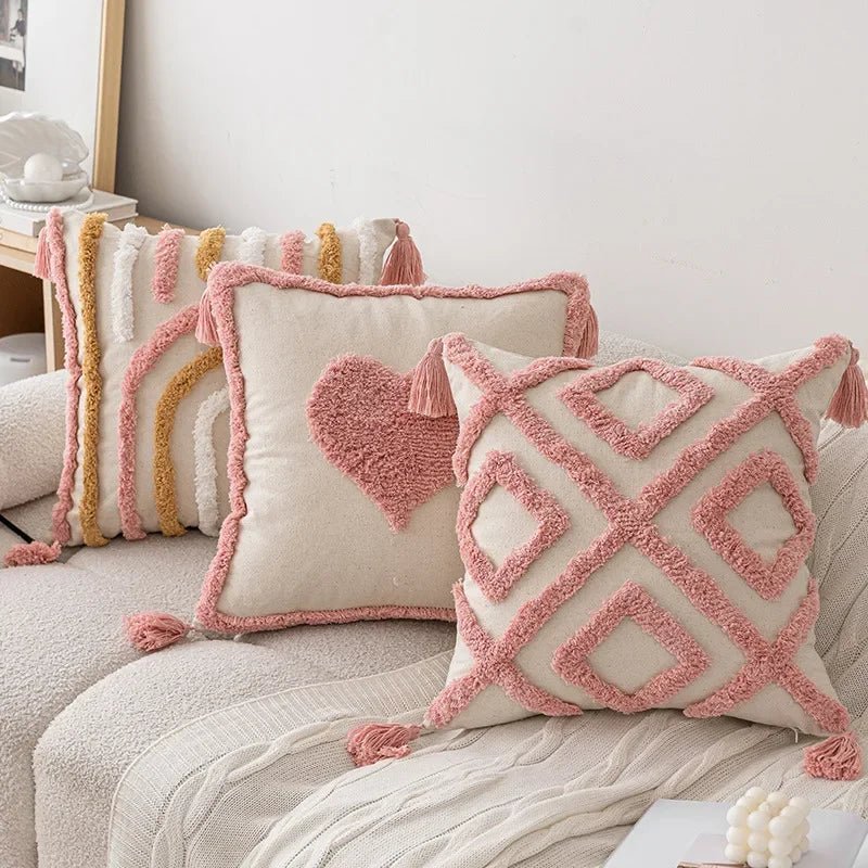 Hommfer - Housse Coussin Géométrique Rose 45x45 cm - Hommfer
