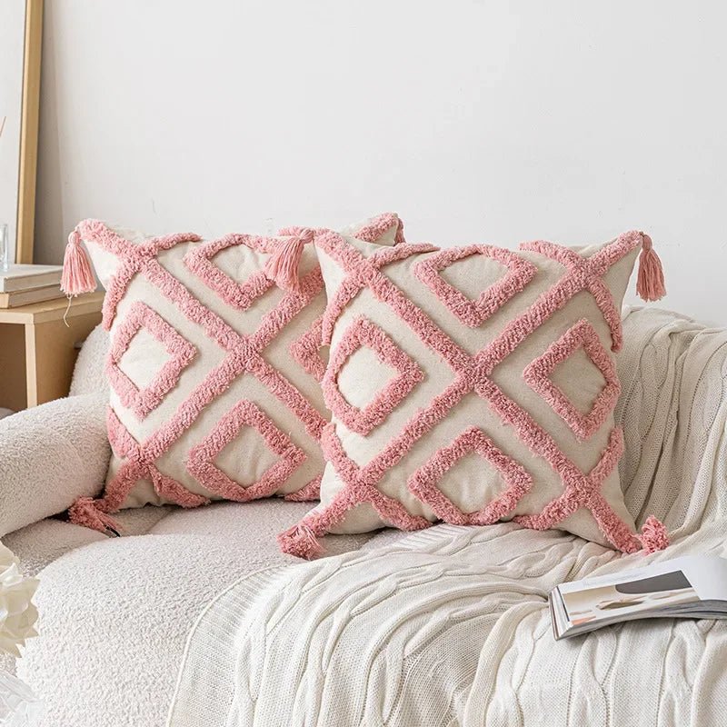 Hommfer - Housse Coussin Géométrique Rose 45x45 cm - Hommfer