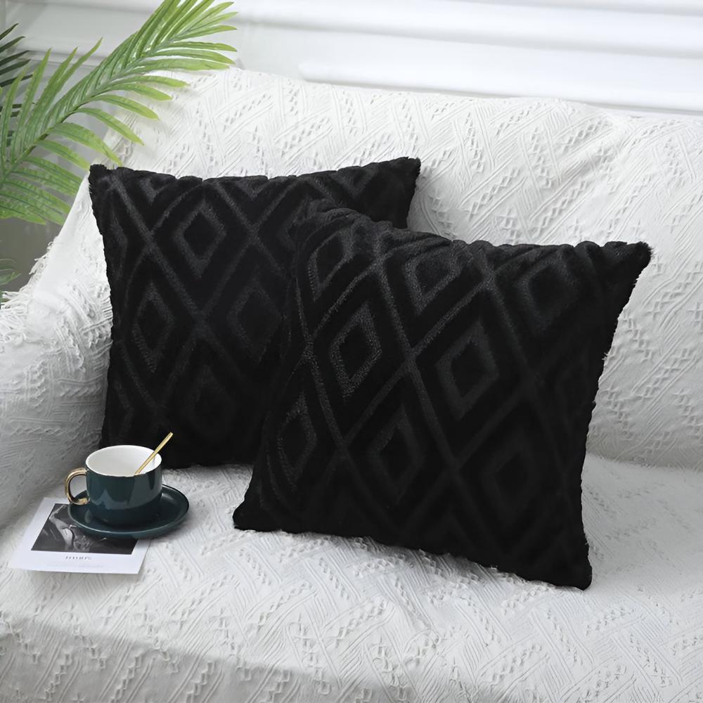 Hommfer - Housse de Coussin à Motif Diamant 3D en Coton et Lin pour Salon - Hommfer