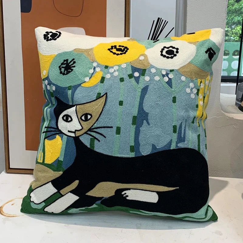 Hommfer – Housse de Coussin Brodée Abstraite Style Picasso - Hommfer
