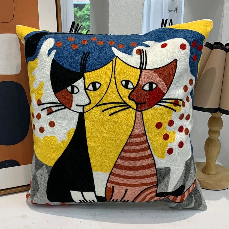 Hommfer – Housse de Coussin Brodée Abstraite Style Picasso - Hommfer