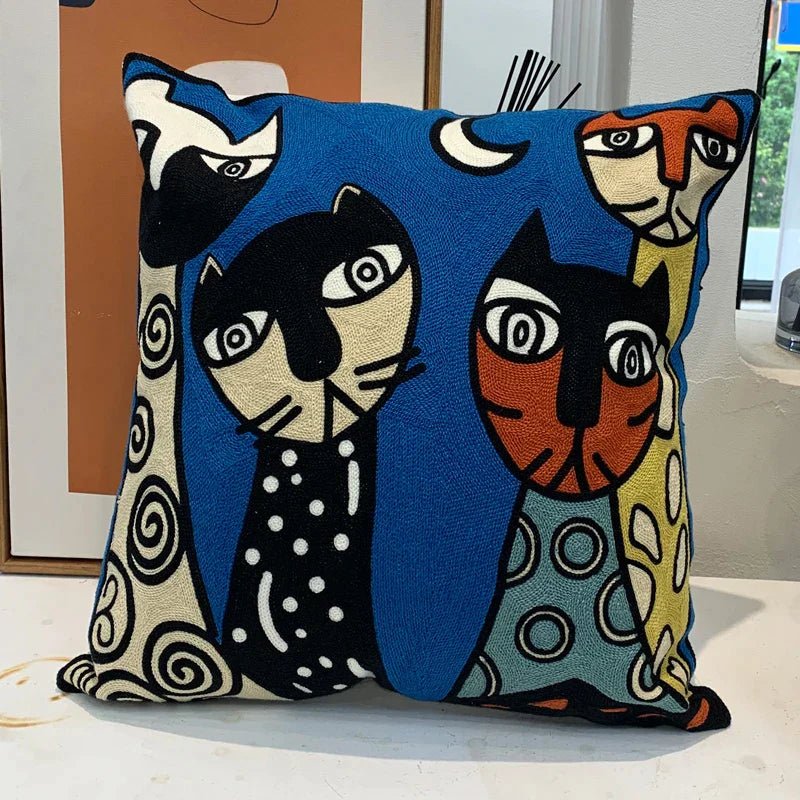Hommfer – Housse de Coussin Brodée Abstraite Style Picasso - Hommfer
