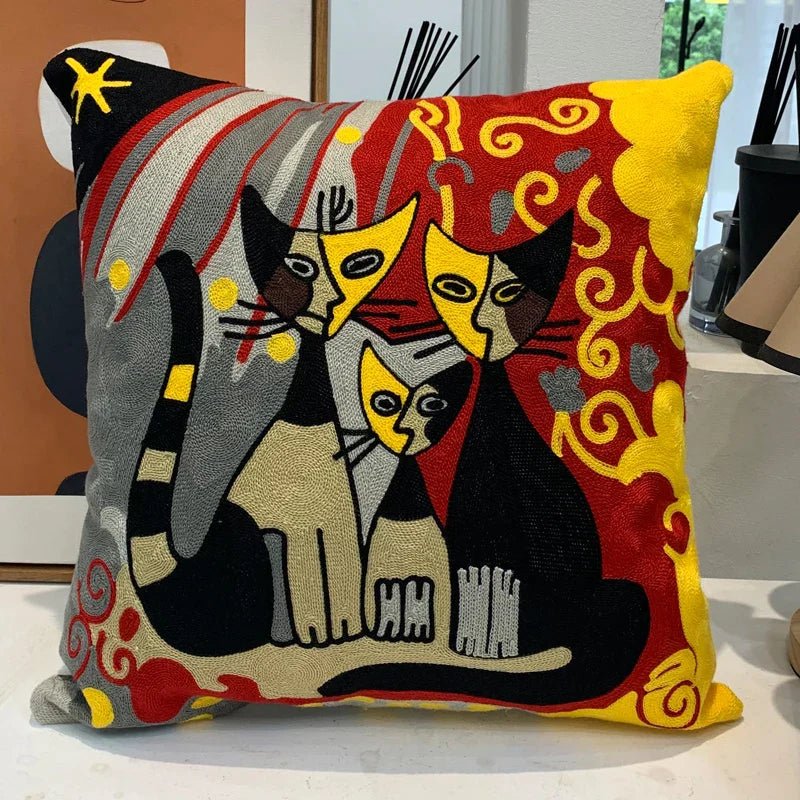 Hommfer – Housse de Coussin Brodée Abstraite Style Picasso - Hommfer