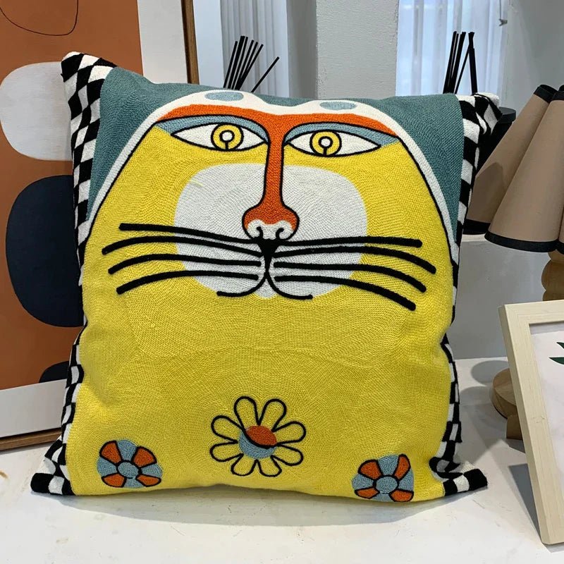 Hommfer – Housse de Coussin Brodée Abstraite Style Picasso - Hommfer
