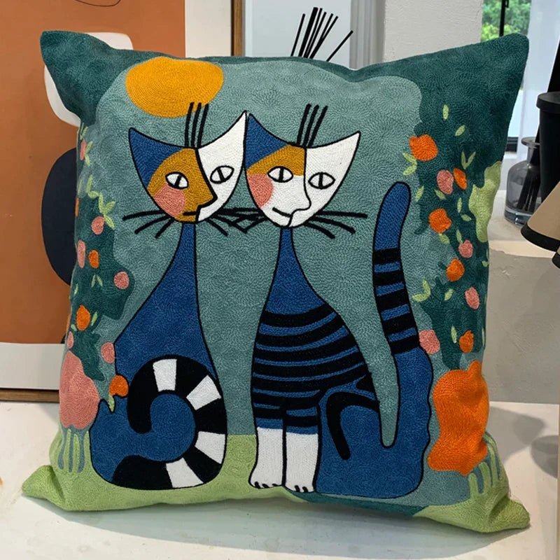 Hommfer – Housse de Coussin Brodée Abstraite Style Picasso - Hommfer