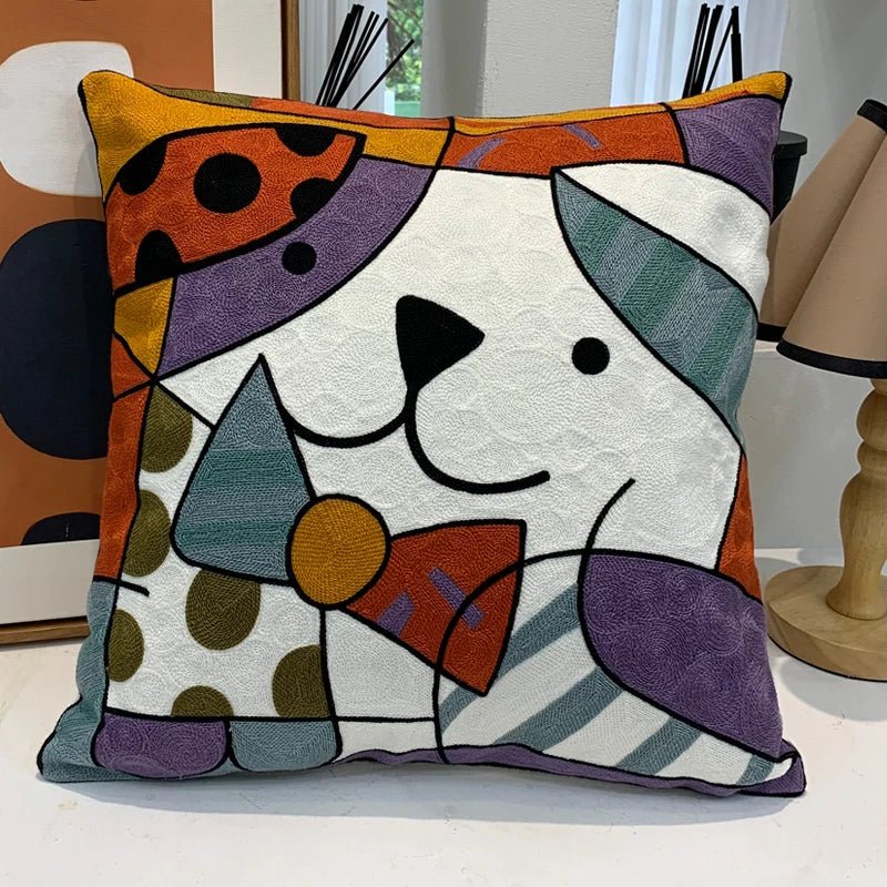 Hommfer – Housse de Coussin Brodée Abstraite Style Picasso - Hommfer