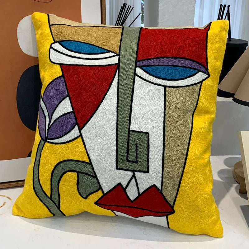Hommfer – Housse de Coussin Brodée Abstraite Style Picasso - Hommfer