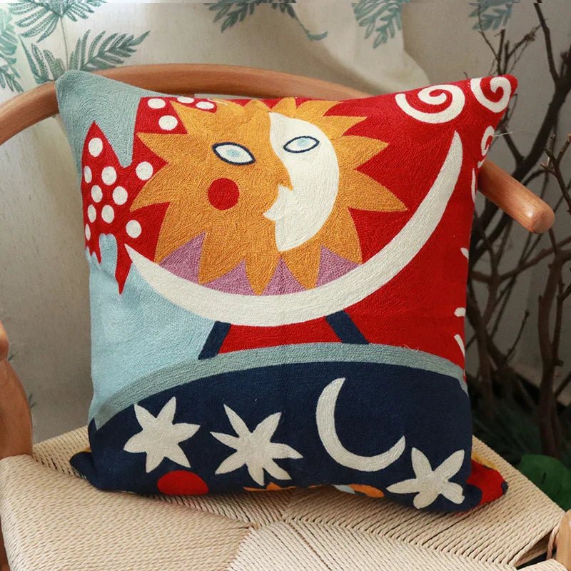 Hommfer – Housse de Coussin Brodée Abstraite Style Picasso - Hommfer