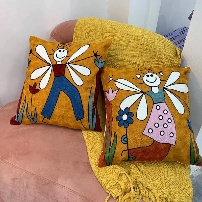 Hommfer – Housse de Coussin Brodée Abstraite Style Picasso - Hommfer
