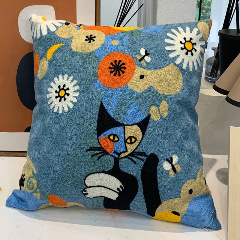 Hommfer – Housse de Coussin Brodée Abstraite Style Picasso - Hommfer