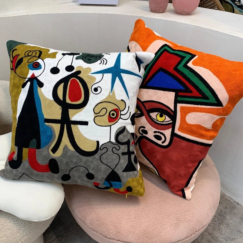 Hommfer – Housse de Coussin Brodée Abstraite Style Picasso - Hommfer