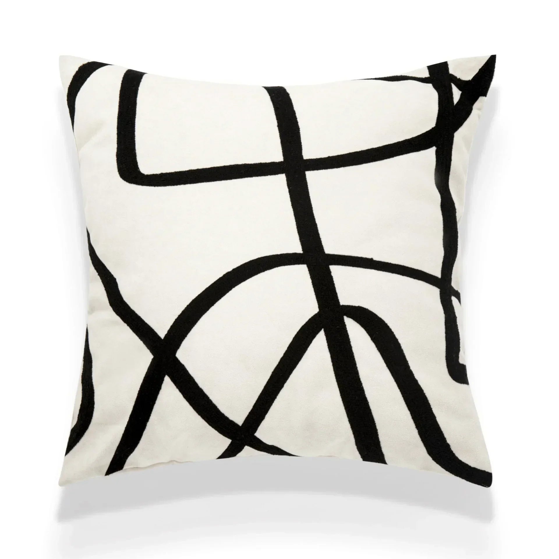 Hommfer – Housse de Coussin Brodée Lignes Géométriques en Suédine - Hommfer
