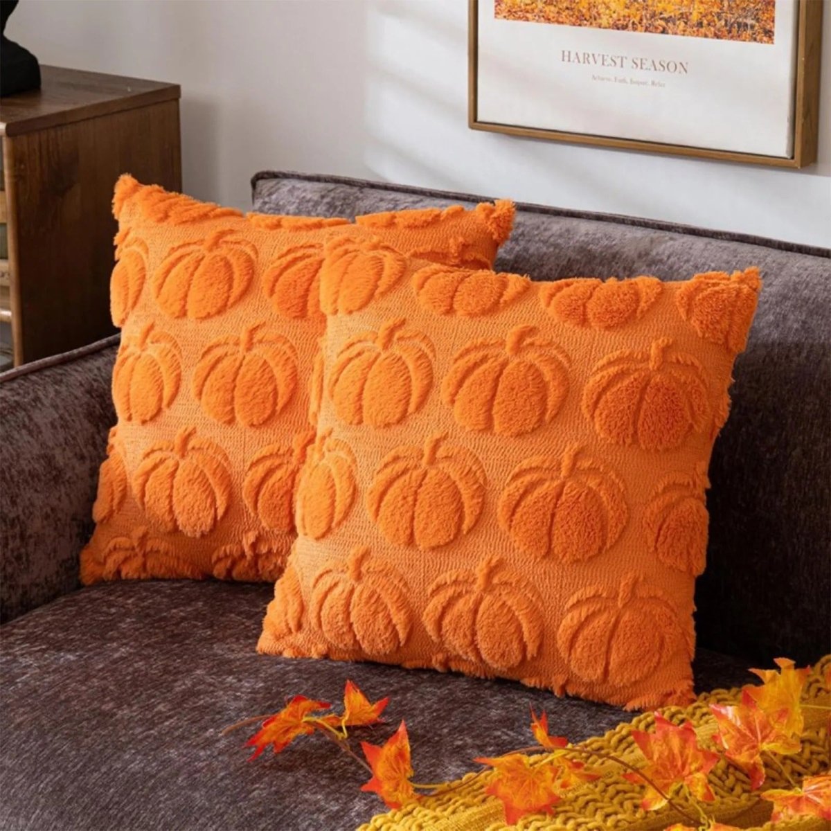 Hommfer – Housse de Coussin en Fausse Fourrure Citrouille - Hommfer