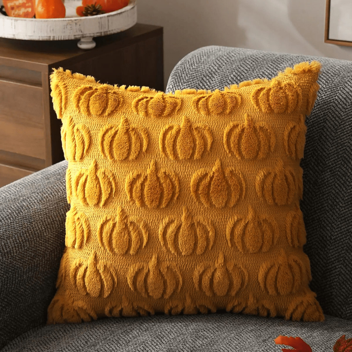 Hommfer – Housse de Coussin en Fausse Fourrure Citrouille - Hommfer