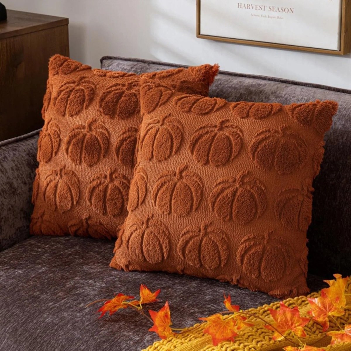 Hommfer – Housse de Coussin en Fausse Fourrure Citrouille - Hommfer