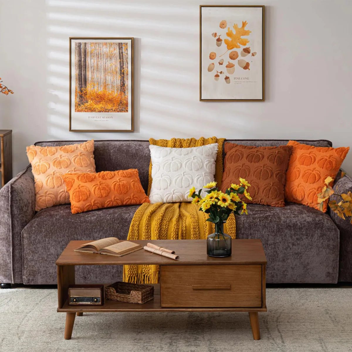 Hommfer – Housse de Coussin en Fausse Fourrure Citrouille - Hommfer