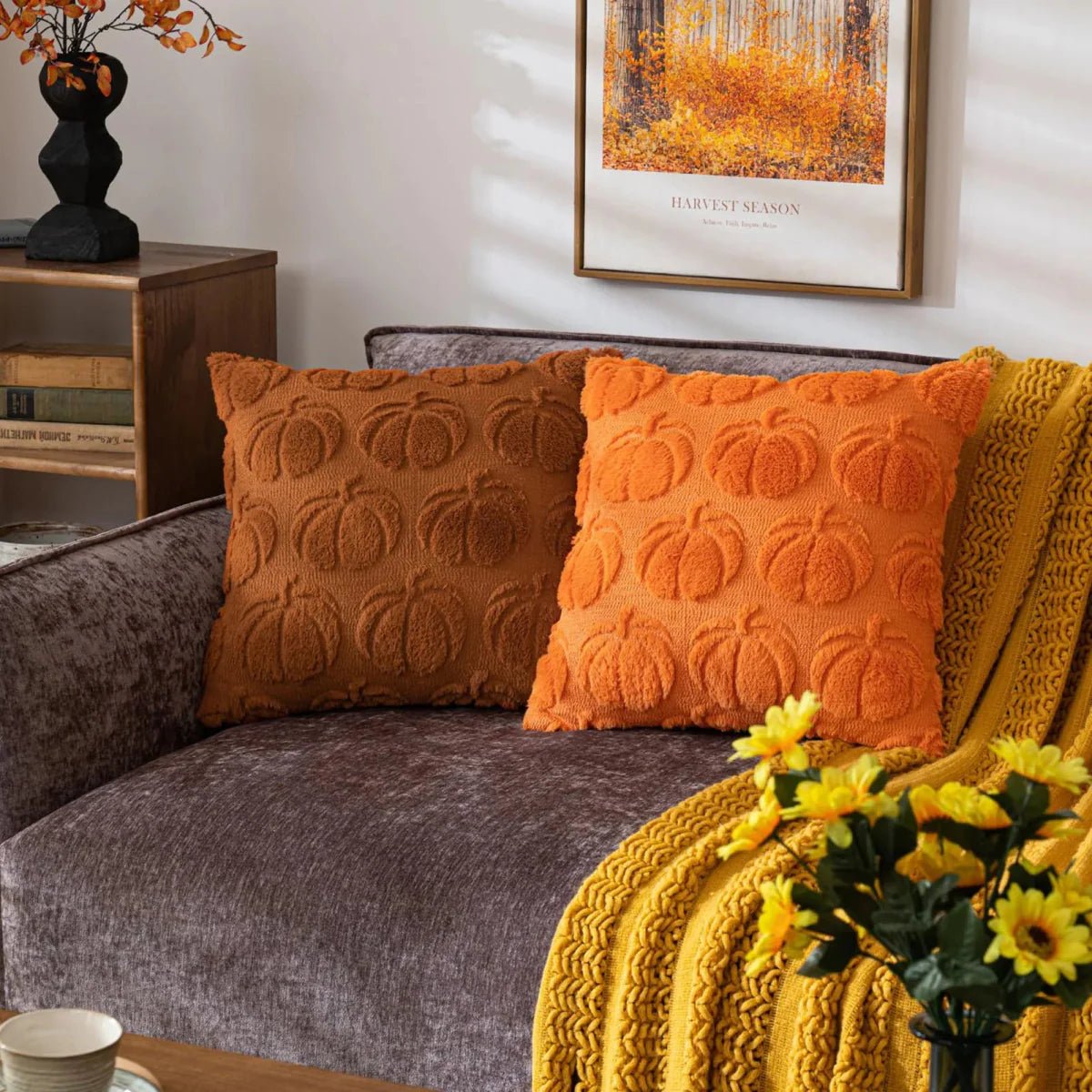 Hommfer – Housse de Coussin en Fausse Fourrure Citrouille - Hommfer