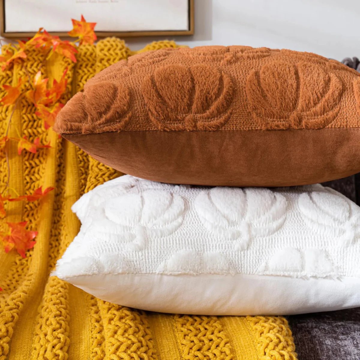 Hommfer – Housse de Coussin en Fausse Fourrure Citrouille - Hommfer