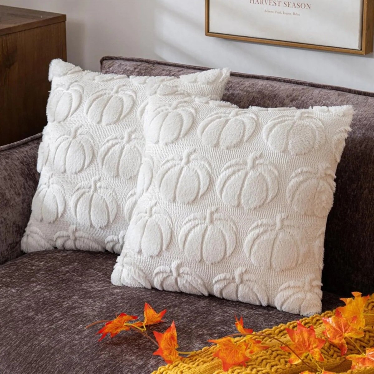 Hommfer – Housse de Coussin en Fausse Fourrure Citrouille - Hommfer