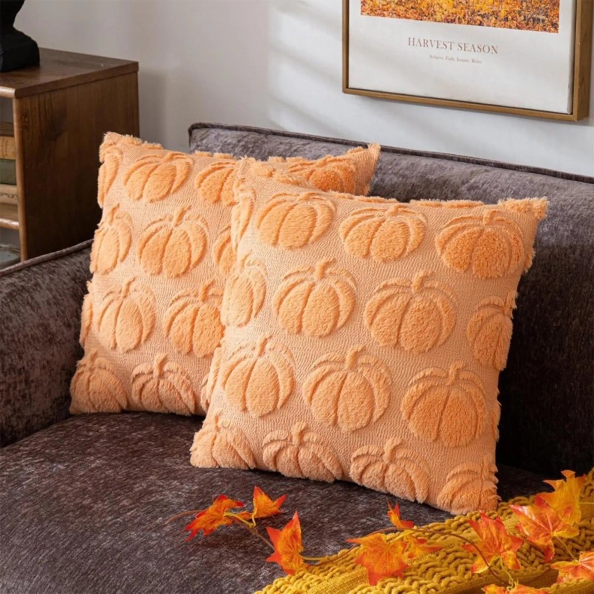 Hommfer – Housse de Coussin en Fausse Fourrure Citrouille - Hommfer