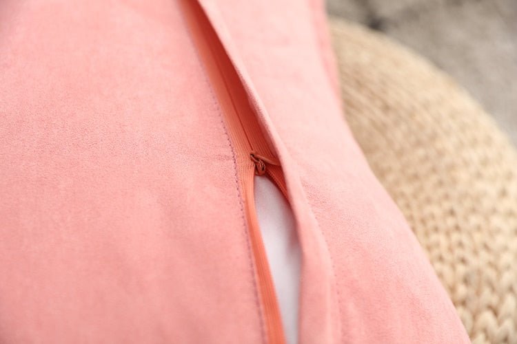 Hommfer – Housse de Coussin en Suédine Rose et Grise - Hommfer