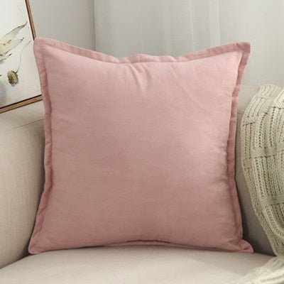 Hommfer – Housse de Coussin en Suédine Rose et Grise - Hommfer