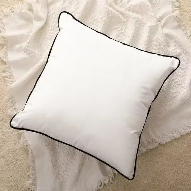Hommfer – Housse de Coussin en Velours Noir et Blanc avec Bordure Moderne - Hommfer