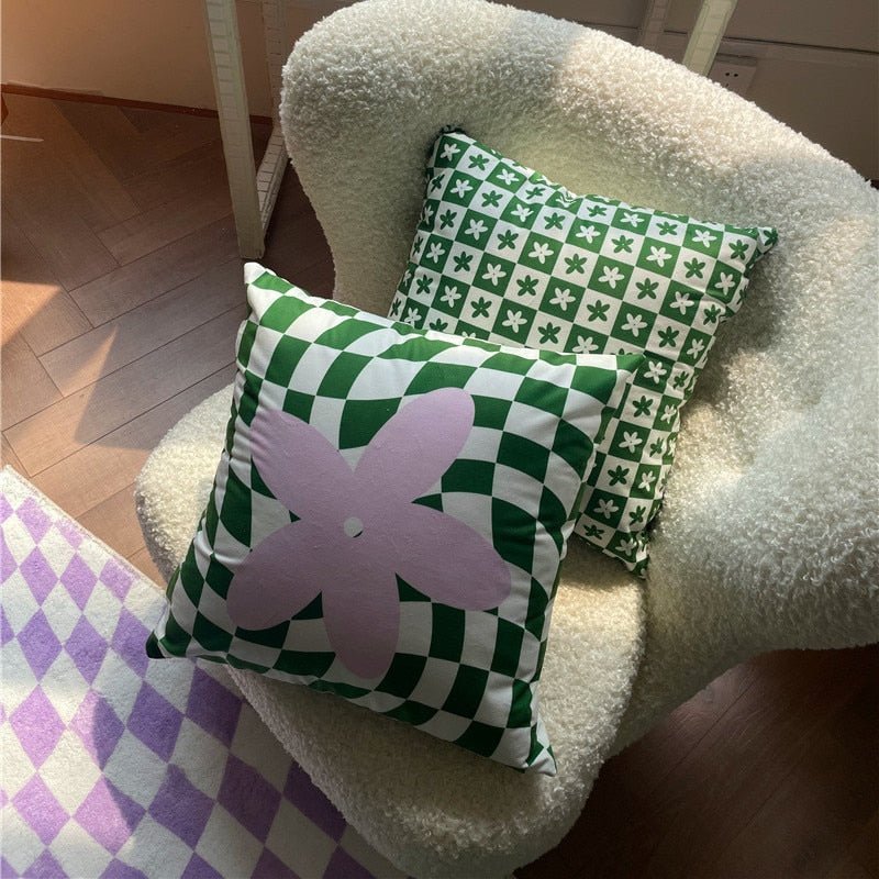 Hommfer – Housse de Coussin Florale Verte et Lilas - Hommfer