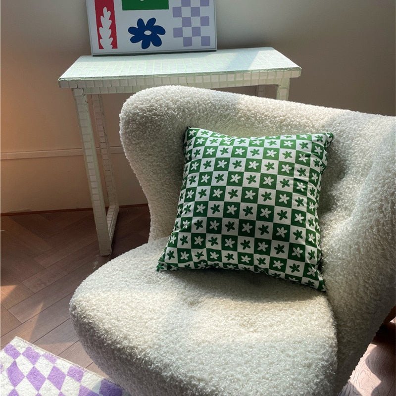 Hommfer – Housse de Coussin Florale Verte et Lilas - Hommfer