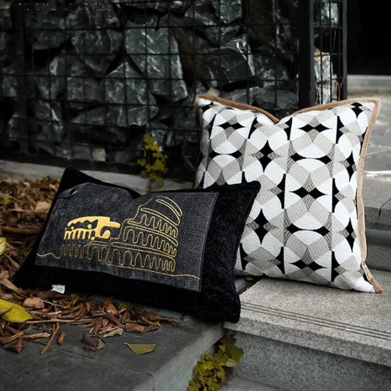 Hommfer – Housse de Coussin Géométrique Noire Moderne - Hommfer