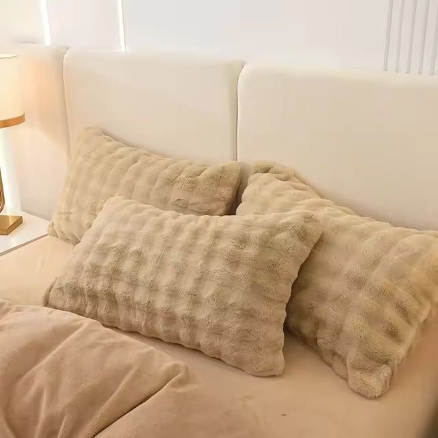 Hommfer – Housse de Coussin Ondulée en Fausse Fourrure de Lapin Ultra Douce - Hommfer
