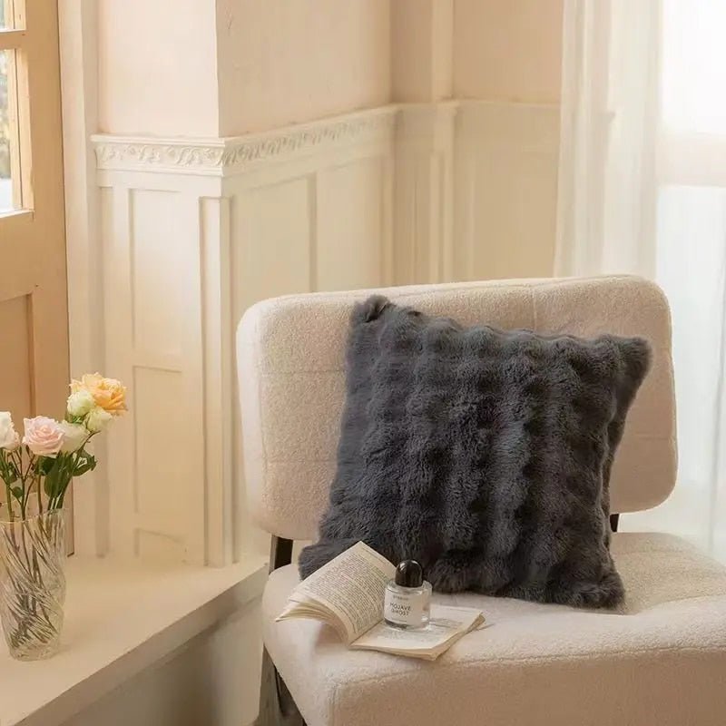 Hommfer – Housse de Coussin Ondulée en Fausse Fourrure de Lapin Ultra Douce - Hommfer