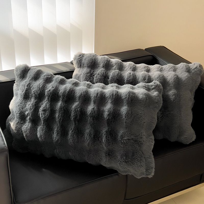 Hommfer – Housse de Coussin Ondulée en Fausse Fourrure de Lapin Ultra Douce - Hommfer