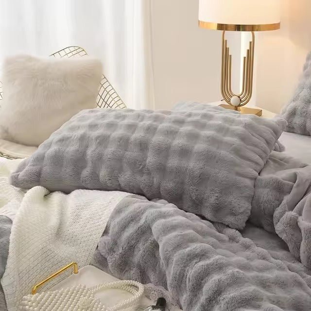 Hommfer – Housse de Coussin Ondulée en Fausse Fourrure de Lapin Ultra Douce - Hommfer