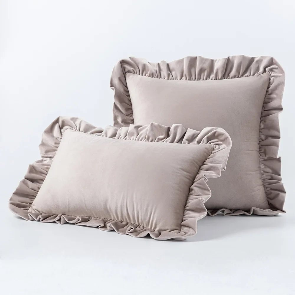 Hommfer – Housses de Coussin en Velours avec Volants Décoratifs – 16 Couleurs - Hommfer