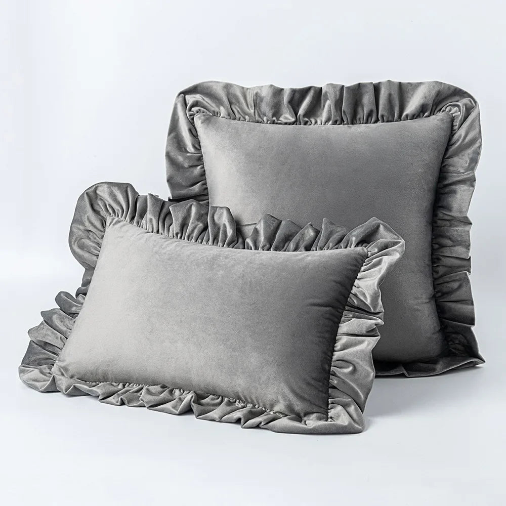 Hommfer – Housses de Coussin en Velours avec Volants Décoratifs – 16 Couleurs - Hommfer