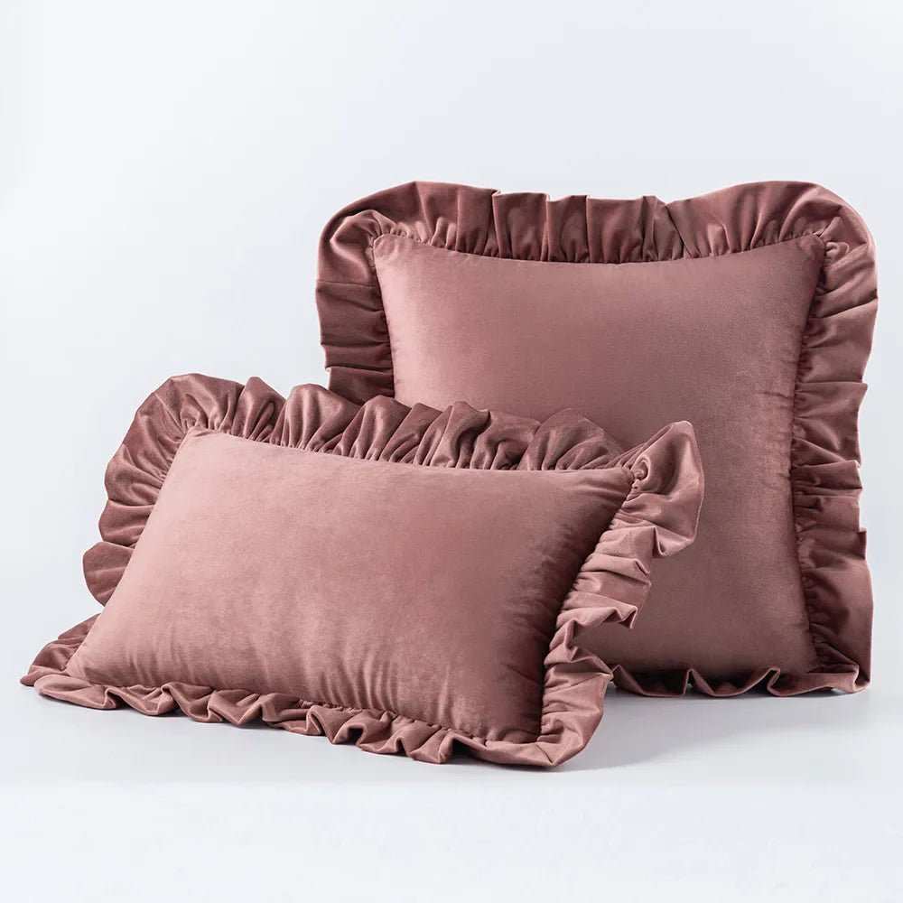 Hommfer – Housses de Coussin en Velours avec Volants Décoratifs – 16 Couleurs - Hommfer
