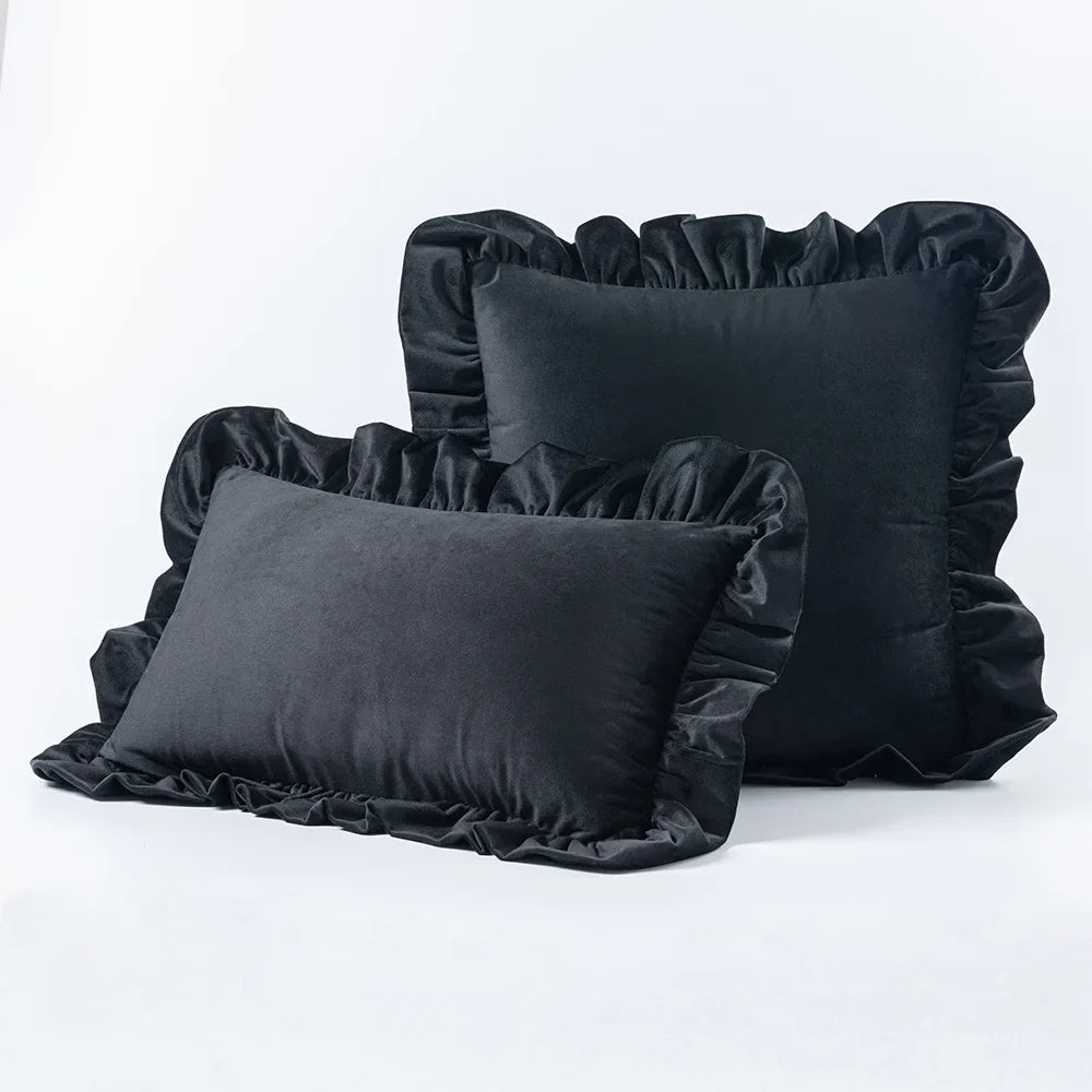 Hommfer – Housses de Coussin en Velours avec Volants Décoratifs – 16 Couleurs - Hommfer