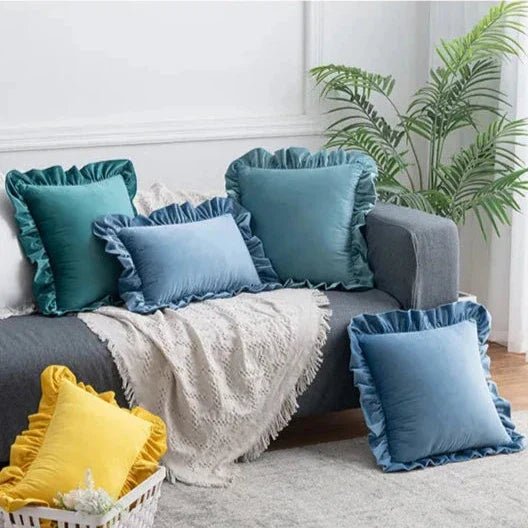Hommfer – Housses de Coussin en Velours avec Volants Décoratifs – 16 Couleurs - Hommfer